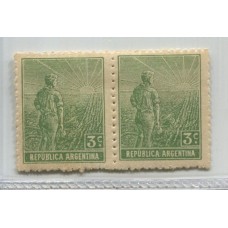 ARGENTINA 1911 GJ 330b PAREJA DE ESTAMPILLAS NUEVAS CON GOMA VAREIDAD CON Y SIN FILIGRANA U$ 8